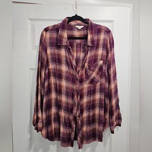 Terra & Sky Purple and Cream Plaid Shirt
